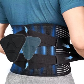 Soporte Lumbar para Hombres y Mujeres, Faja para Gym Ajustable con 4 Placas Metálicas y 1 Almohadilla lumbar para Aliviar el Dolor de Espalda y...    