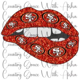 Handmade Sublimation Transfer Print 49ers Football Lips Ready To Press Heat Transfer