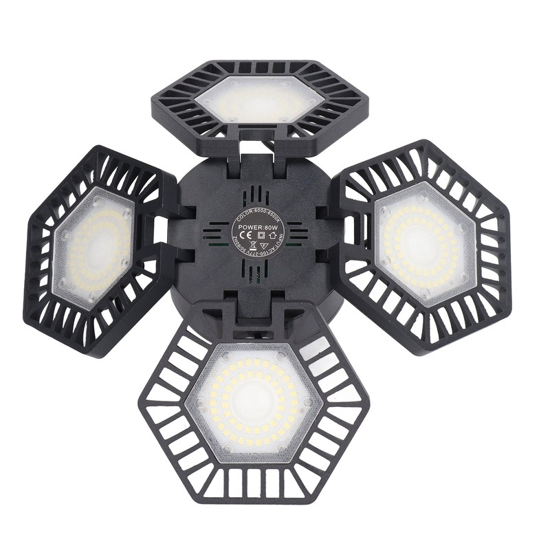 LED Garage Light Cool White 80W 4 Panel 90 Degree