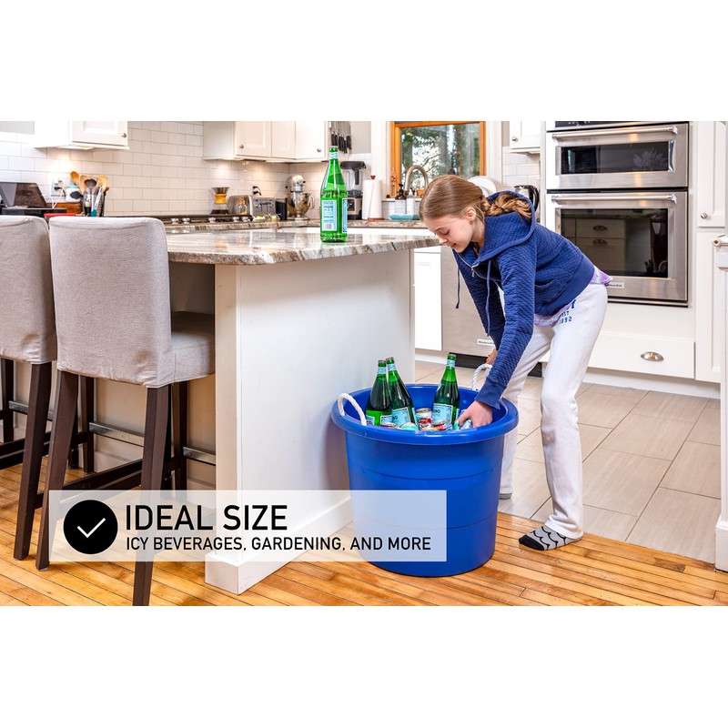 United Solutions Easy-Access Storage Rope Handle Tub, 19 Gallon, Blue,