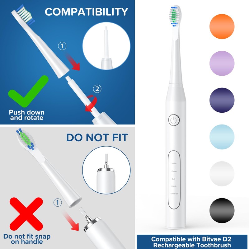 Harobey Replacement Toothbrush Heads 10 Pack Compatible with Bitvae Daily