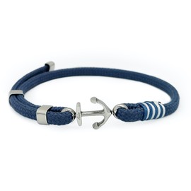 Aloha Nautical Anchor Bracelet Gift Idea Men Women Cord Blue Adjustable Steel Taglia unica, Stainless Steel, Stainless Steel
