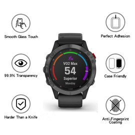 [2 Pack] Screen Protector Designed for Garmin Fenix 6/6 Pro, High Definition Tempered Film, 9H Hardness, Anti-scratch, Touch Sensitive, Drop-protection
