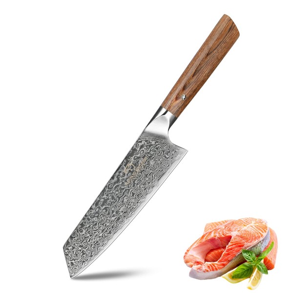 Nanfang Brothers Damascus + VG10 Knife 67 Layers, Blade Length 6.9 inches (17.5 cm), Sharp, Multi-functional, Cooking Utensils, Cutting Meat, Vegetables, Fruits, Home Use, Commercial