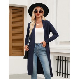 Zeagoo Women's Long Cardigan Sweaters Lightweight Cardigans Sweater Elegant Fall Loose Fit Open Front Knit Shrug Coatigan