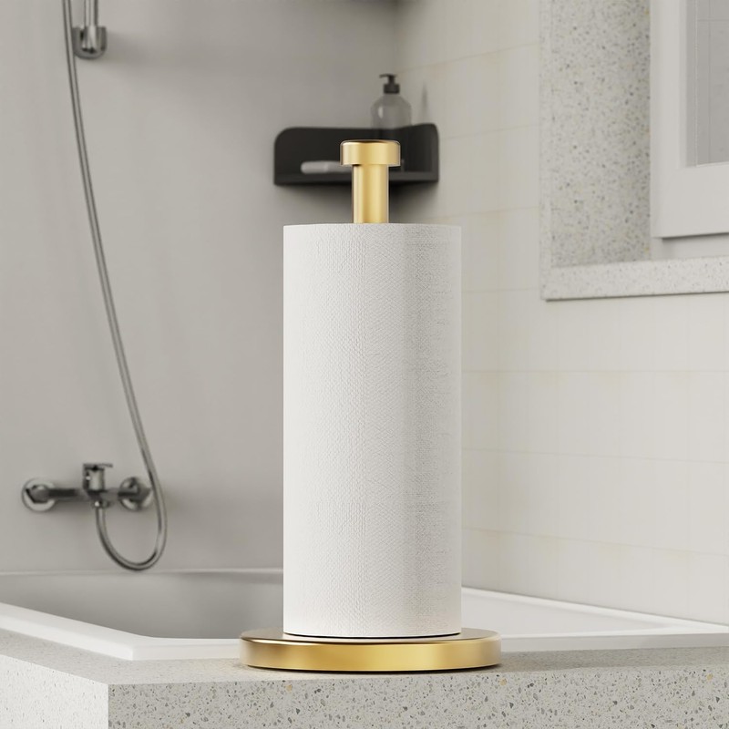 VEHHE Gold Kitchen Roll Holder, Free Standing Paper Towel Holder
