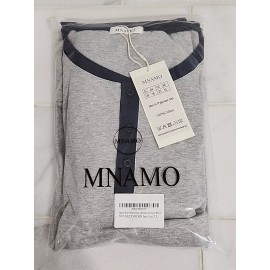MNEMO Mnamo 100% Cotton Short  Sleeve Mens  Pajama Set Size Xl  Grey Top Blue Bottom