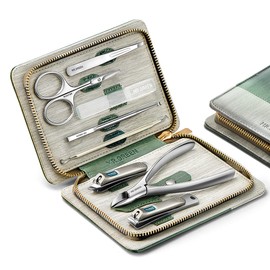 MR.GREEN Manicure Sets Pedicure Kits Stainless Steel Nail Clipper Set Personal Care Tools with PU Leather Case (Green)
