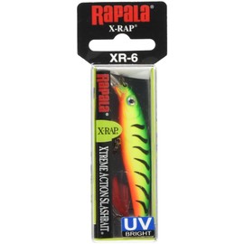 Rapala X-Rap Lure with Two No. 10 Hooks, 0.9-1.5 m Swimming Depth, 6 cm Size, Firetiger UV