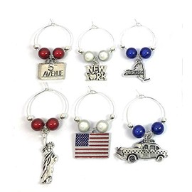 New York Design Glass Charms with White Velvet Gift Bag