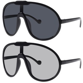 Dollger Oversized One Piece Sunglasses For Women Fashion Men Wrap Around UV400 Shield Goggles 2 Packs