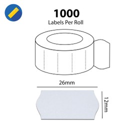 Swift 26 x 12 mm Price Gun Labels White Peelable 10 Rolls 10,000 Stickers CT4 Wavy Edge Pricemarking Tags Fits Many Pricing Labellers