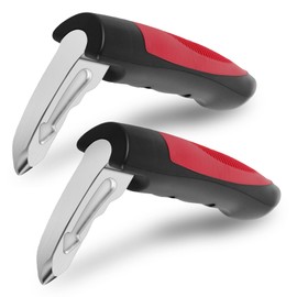 2Pcs Car Door Assist Handle, 3 in 1 Multifunction Portable Vehicle Support Handle Seatbelt Cutter Window Breaker, Car Door Handle Assist for Elderly and Car Emergency Tool (Red)