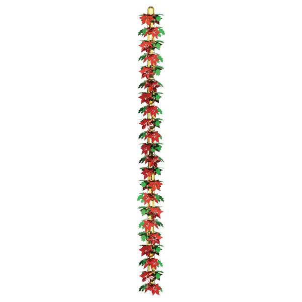 Poinsettia & Holly Garland/Column Party Accessory (1 count) (1/Pkg)