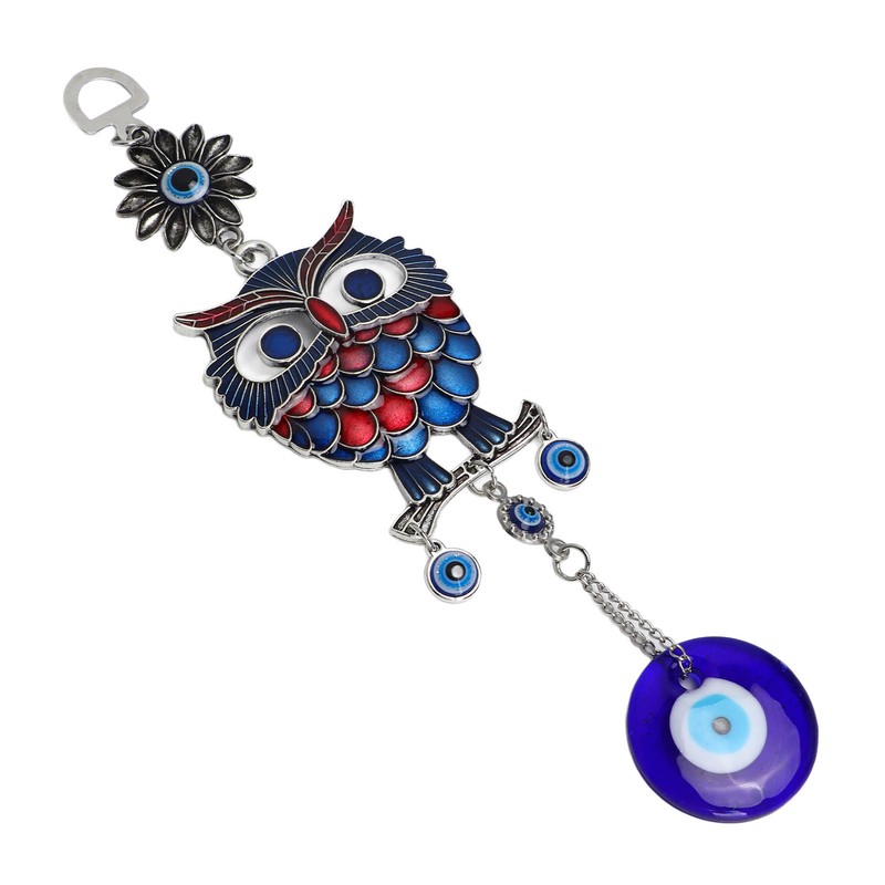 9.3in Blue Evil Eye Owl Pendant Decoration Protection Blessing Lightweight