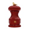 Bisetti Bird Red Lacquered Beechwood Salt Mill With Adjustable Grinder,