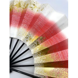 Mai Fan, Love Blur, Gold Sand, 9.0 to 5 Minutes, Black Painted Bone, Fan, Box Included, For Dancing, red