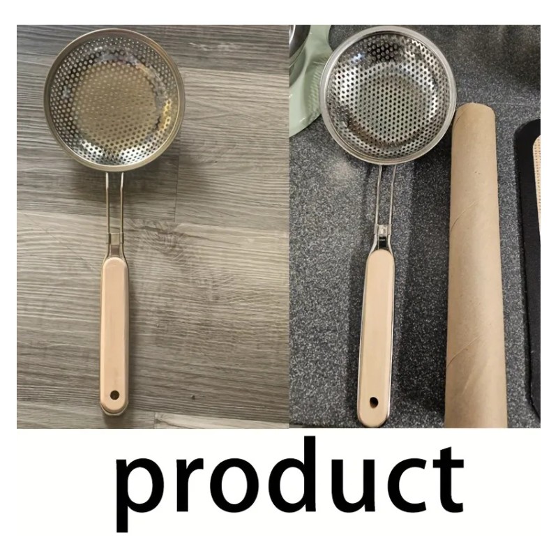 Cuchara De Acero Inoxidable Con Mango De Madera, Tamiz Fino