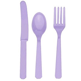 Lavender Assorted Plastic Cutlery Set (24 Count) - Durable & Eco-Friendly Design - Perfect Party Supplies For a Colorful Celebration