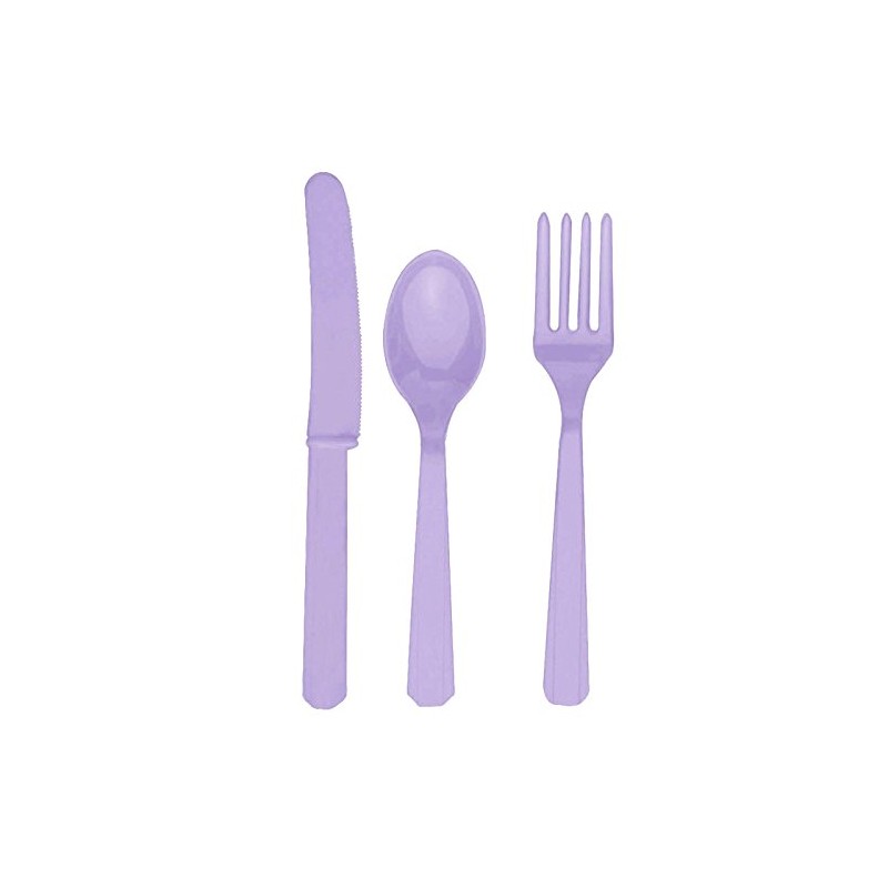 Lavender Assorted Plastic Cutlery Set (24 Count) - Durable &