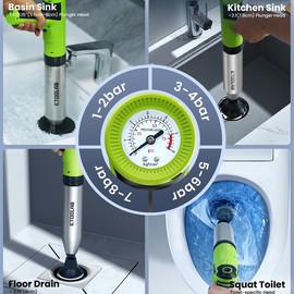 Ersatile High-Pressure Air Drain Blaster Set - Robust Stainless Steel Plungers For Easy Unclogging Of Toilets, Sinks, Bathtubs & Pipes - For Homeowners & DIY Enthusiasts - Perfect For Bathroom & Kitchen Cleaning - Ideal Gift For Housewarming