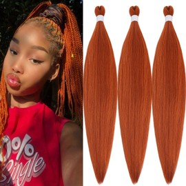 UPerfe Ginger Orange Braiding Hair Extensions for Braids Synthetic Braiding Hair Pre Stretched Natural Yaki Knotless Organic Non Toxic Pre Sectioned Braiding Hair Crochet 26 Inch 3 Bundles