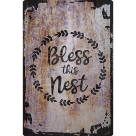 Wall Sign Bless this nest wreath cursive home love family Decorative Art Wall Decor Funny Gift