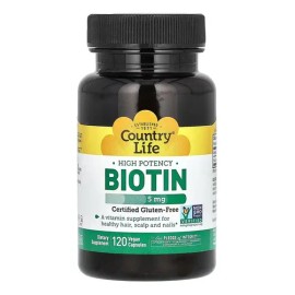 Biotina 5000mcg 120 Cápsulas Country Life Sin Sabor Vegano