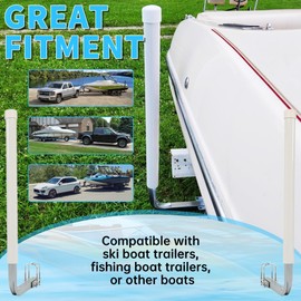 Kojem 40"-48'' Trailer Post Guide Fits Frames up to 3" w x 4-1/4" H for Ski Boat Fishing Boat or Sailboat Trailer White+Silvery