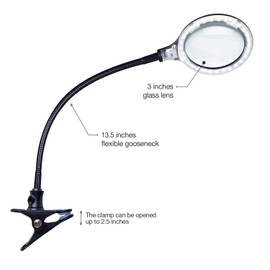 Brightech LightView Flex Magnifying Desk Lamp, 1.75X Light Magnifier, Adjustable Magnifying Glass with Light for Crafts, Reading, Close Work