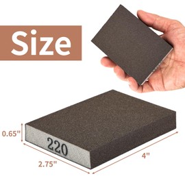 8 Pack Sanding Sponge, Sanding Blocks 220 Grit, Sand Paper for Wood Furniture, Sander Pads, Washable and Reusable Sandpaper for Drywall Metal Glasses Repair (220 Grit)
