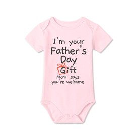 Fathers Day Bodysuit First Daddys Day 100% Cotton Newborn Clothes Pink 0-3 Months