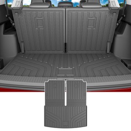powoq 6&7 Seats Cargo Mat Compatible with 2018-2025 Volkswagen Atlas Trunk Mat Not Fit Cross Sport TPE Backrest Mat Replacement for 18-25 VW Atlas Accessories (Rear Backrest Mat with Trunk Mat)