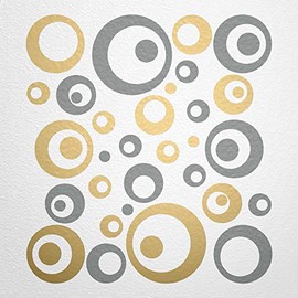 WANDfee® Wall Tattoo, Circles, Dots, 50 Stickers, Colour Choice For Children's Bedroom, Living Room, Hallway, Bathroom, Kitchen, Tile Stickers, grey
