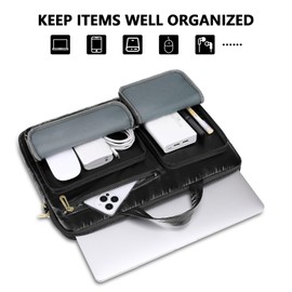 MOSISO Laptop Shoulder Bag,15-15.6 inch Computer Bag Compatible with MacBook Pro 16 inch, HP, Dell, Lenovo, Asus Notebook,Shiny Messenger Bag with Horizontal & 2 Raised Pockets & Handle & Belt, Black