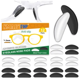 Adhesive Nose Pad,12 Pairs 1.3mm Ultra Thin Stick On Eyeglass Nose pad with Super Sticky Backing,Silicone Anti-Slip for Glasses Sunglasses