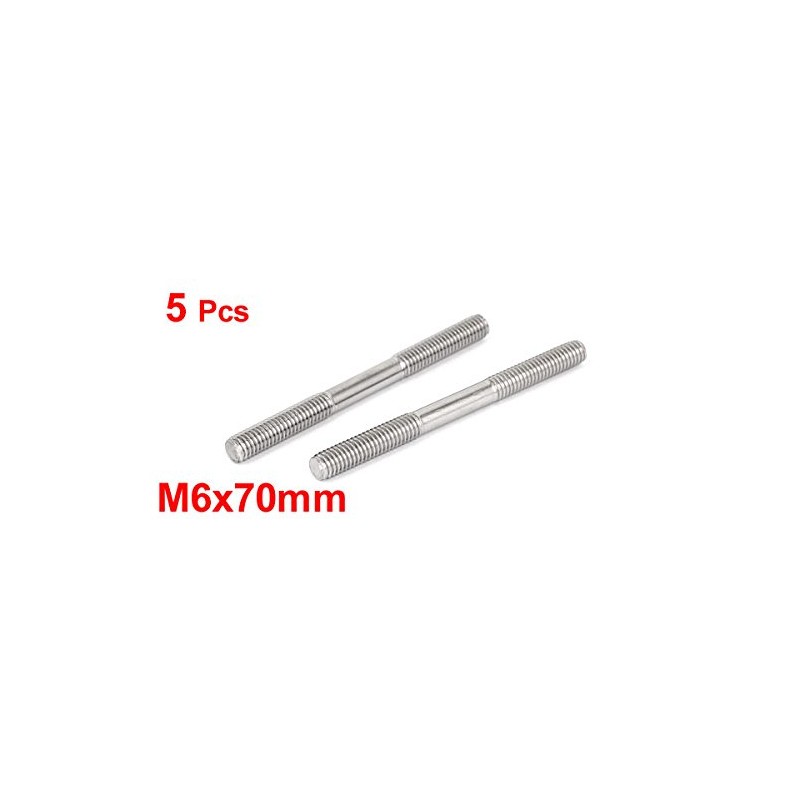 Sourcingmap M6x70mm 304 Stainless Steel Double End Threaded Stud Screw