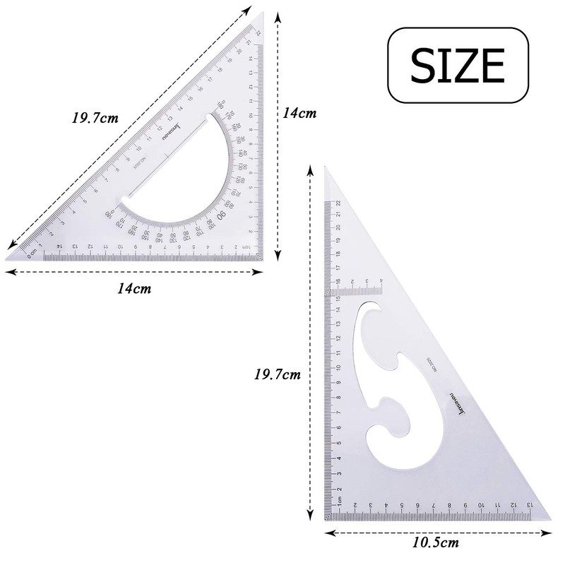 BronaGrand Large Triangle Ruler Square Set, 30/60 and 45/90 Degrees,