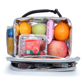 Amersun Lunch Box for Men - Sturdy Insulated Lunch Bag with 2 Pockets & Padded Liner Keep Food Warm Cold for Long Time,Water-resistant Thermal Lunch Cooler for Women Adult Travel Picnic Work,Black