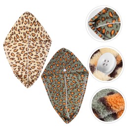 Mikinona 2pcs Leopard Dry Hair Hat Thicken Hair Drying Cap Hair Turban Towel Towels for Hair Leopard Pattern Hair Drying Hat Rapid Drying Towel Cosmeticos Polyester (Polyester)