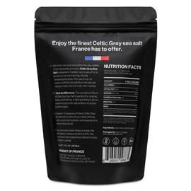 NANO Celtic Grey Sea Salt Organic, Coarse 82 MINERALS | 1 lb (454g) Resealable Bag | Additive & Microplastic Free, Low in Sodium | Perfect for Hydration, Cooking, Baking & Seasoning