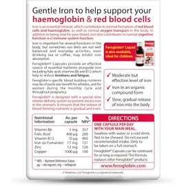 UK's Feroglobin Capsules | Gentle Iron - Reduce Tiredness & Fatigue (Pack of 1)
