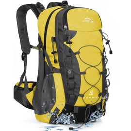 INOXTO lightweight Hiking Backpack 35L/40L Hiking Daypack with Waterproof Rain Cover for Travel Camping Outdoor Men and Women (40L Yellow)