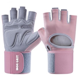 Iron Grit Weight Lifting Gloves,for Men and Women, Workout Gloves with Wrist Support for Exercise, Weightlifting, Training, Pull-ups Breathable and Snug fit (Pink, Small)