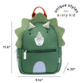 uninni Toddler Mini Backpack for Girls and Boys, Child Backpack for School and Travel, Kindergarten, Elementary, Kids Ages 2–5, Padded Back, Adjustable Straps - Dinosaur