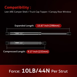 Vepagoo C16-17229 16 inch 10Lb/45N Gas Shocks Struts for Leer are ATC Camper Topper Rear Window Truck Cap Camper Shell Canopy, Pack of 2PCS.