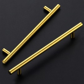 Ravinte 10 Inch Cabinet Handles Brushed Brass Drawer Pulls Stainless Steel Kitchen Cabinet Hardware Cabinet Pulls 10" Length,7-1/2" Hole Center|1 Pack