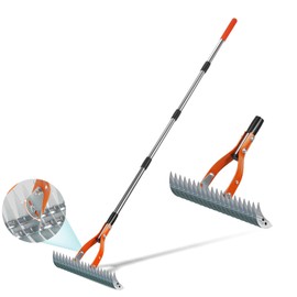 Thatch Rake for Lawns, Yofidra 15" Heavy Duty Metal Dethatcher Rake with 5FT Handle, 70’’ Adjustable Manual Thatcher with 19-Tine for Lawn Loosening Soil, Yard and Removing Dead Grass