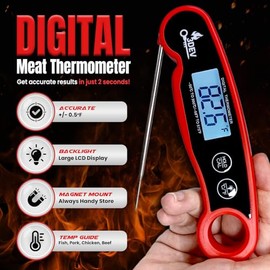 Termómetro digital de carne con retroiluminación para cocinar, lectura instantánea, termómetro impermeable para carne, parrilla, barbacoa, ahumador, h