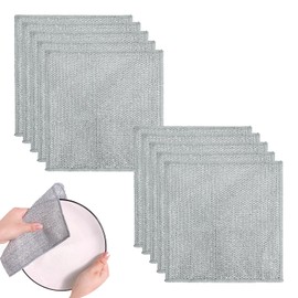 BoAn Multipurpose Wire Dishwashing Rags,Double Layer Metal Wire Dishcloth,Reusable Dish Washing Scrub for Home Kitchen Cooktop Sinks(10PCS)